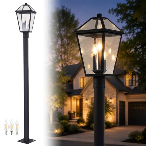 Outdoor Lamp Post Light with 3 (80"- 3-Light Warm Bulb)