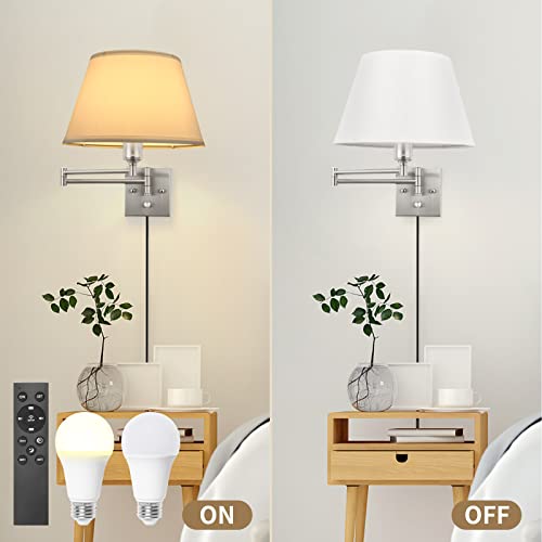 Dimmable Wall Sconce with Remote Control (White-Remote / Large)