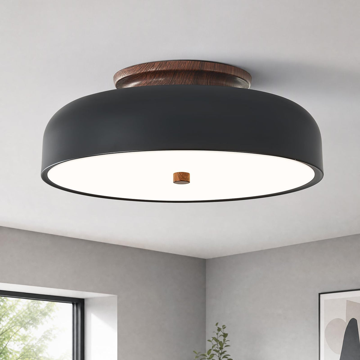 Dimmable LED Ceiling Light Fixture (Black Walnut / 11.81IN)