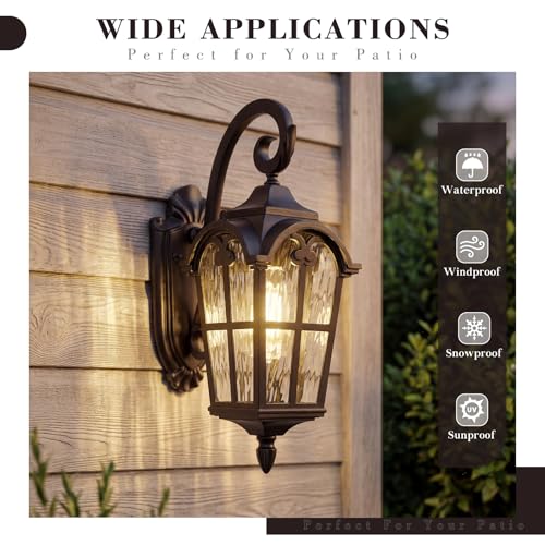 Outdoor Porch Lights (ORB - Water Ripple Glass / 17.5 Inch - No Function)