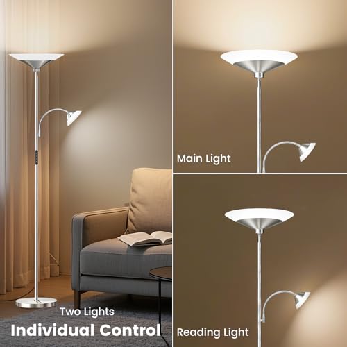 Metallic Sliver Torchiere Floor Lamp (Metallic Sliver)