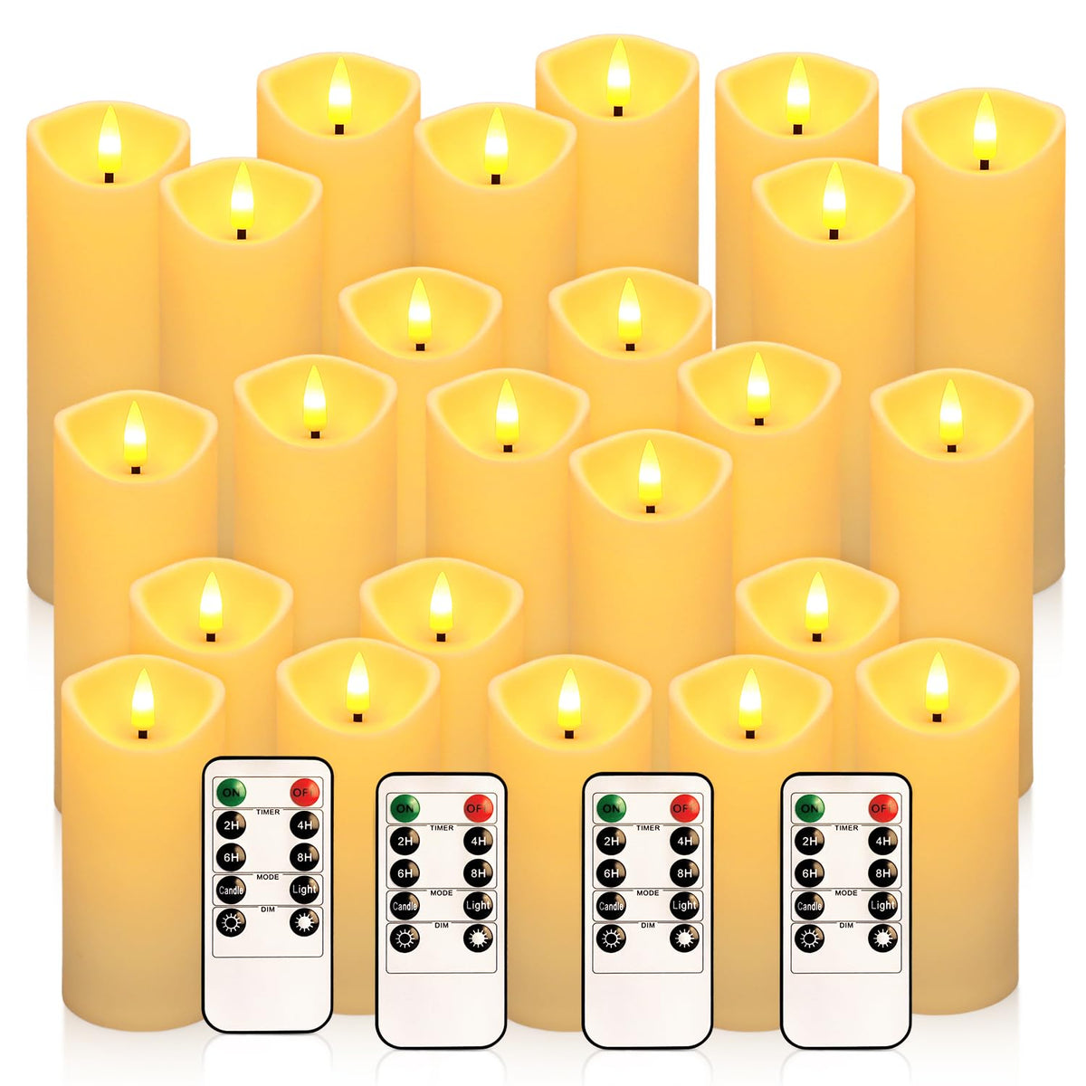 Christmas Decoration Flickering Flameless Candles - 24 Pack, Ivory-5