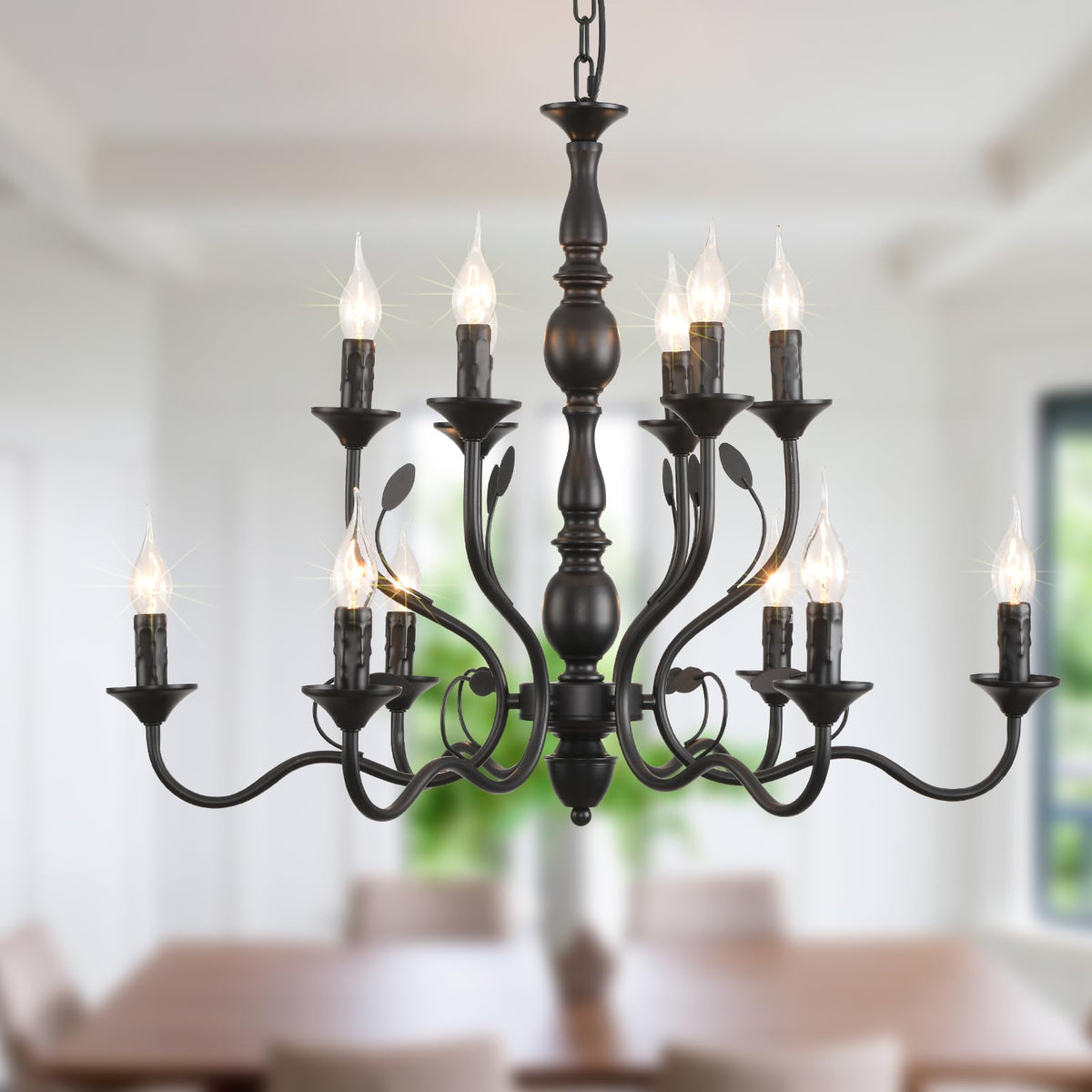 12 Light Black Farmhouse Chandelier (Vintage black/12 lights)