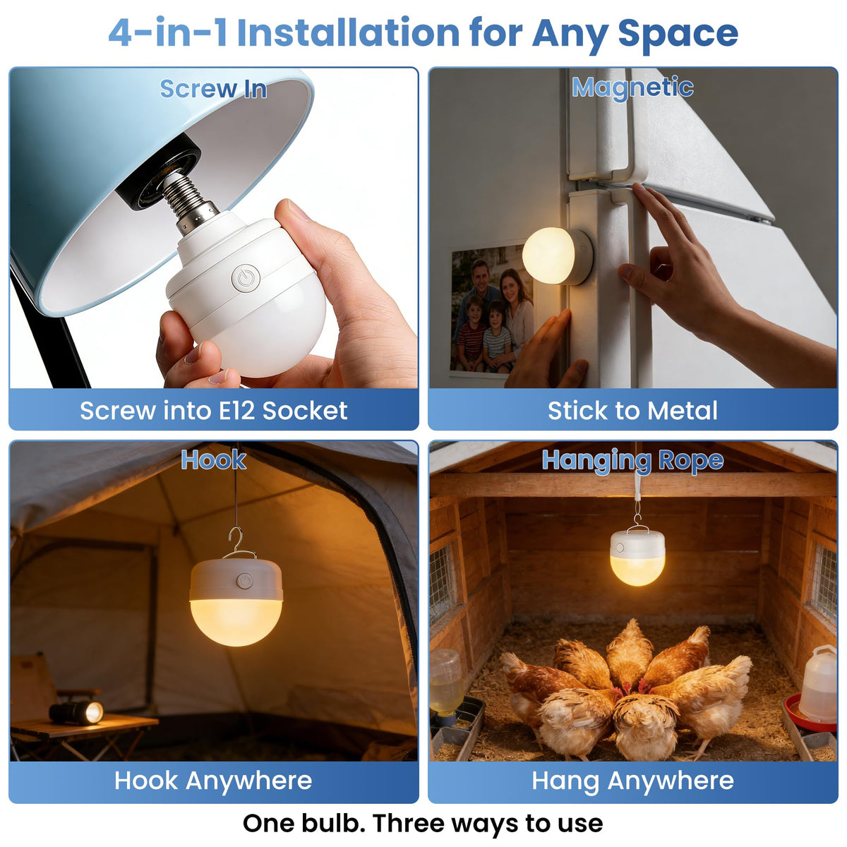 E12 Rechargeable Light Bulbs with Remote