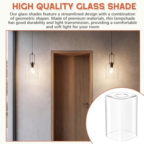 3 Pcs Square Vanity Clear Glass Shade Replacements for Pendant (Clear / Clear)