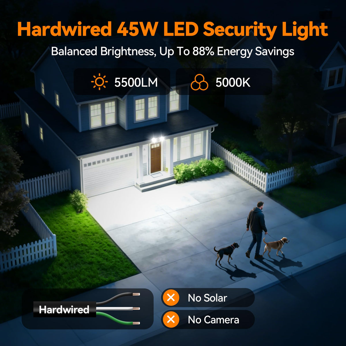 45W 5500LM Outdoor Flood Lights (White / 2 Pack)