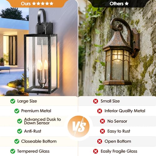 25inch Large Outdoor Wall Light with Closed Bottom (25in-dusk to dawn)