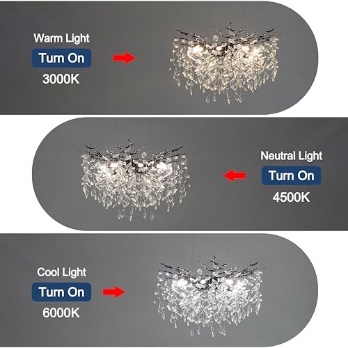 Modern Crystal Tree Branches Chandelier (Black / Round 23.5")
