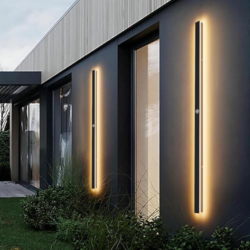 2 Pack 56.3inch Motion Sensor Long Outdoor Wall Lights 45W Black 3000K Warm White Motion Porch Lights IP65 Waterproof Exterior Wall Light Fixtures for Garage Patio Porch (56.3inch)