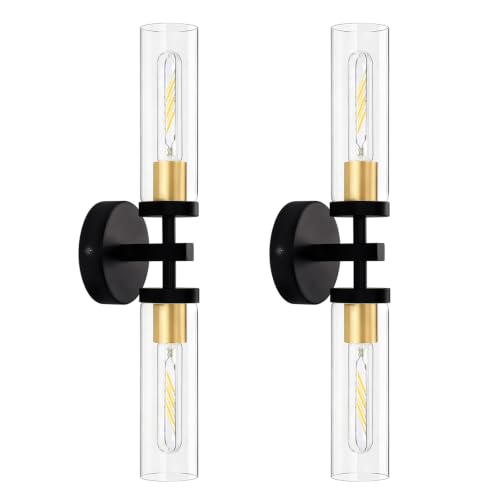 Set of 2 Modern Wall Sconces with Glass Shade