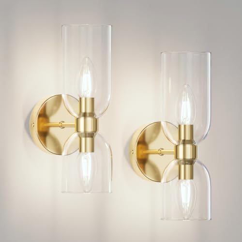 2 Light Wall Sconces with Cylinder Glass Shades