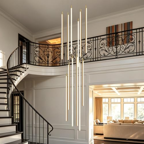 118" Modern LED Chandelier (Gold-80W-12 Lights with Remote Control)