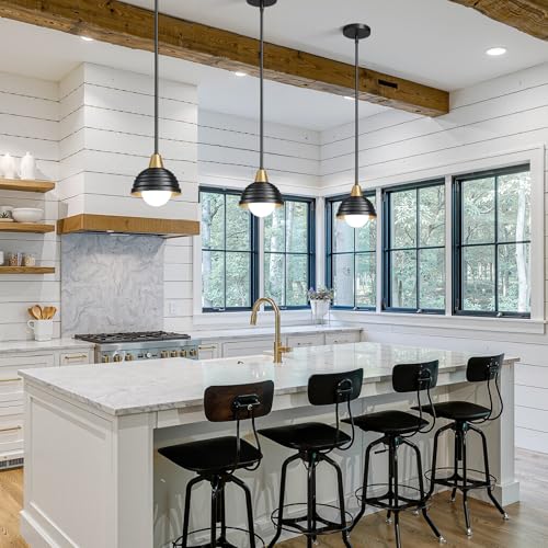 Industrial Kitchen Pendant Light Fixtures (Black & Gold / 3 Pack-6inch)