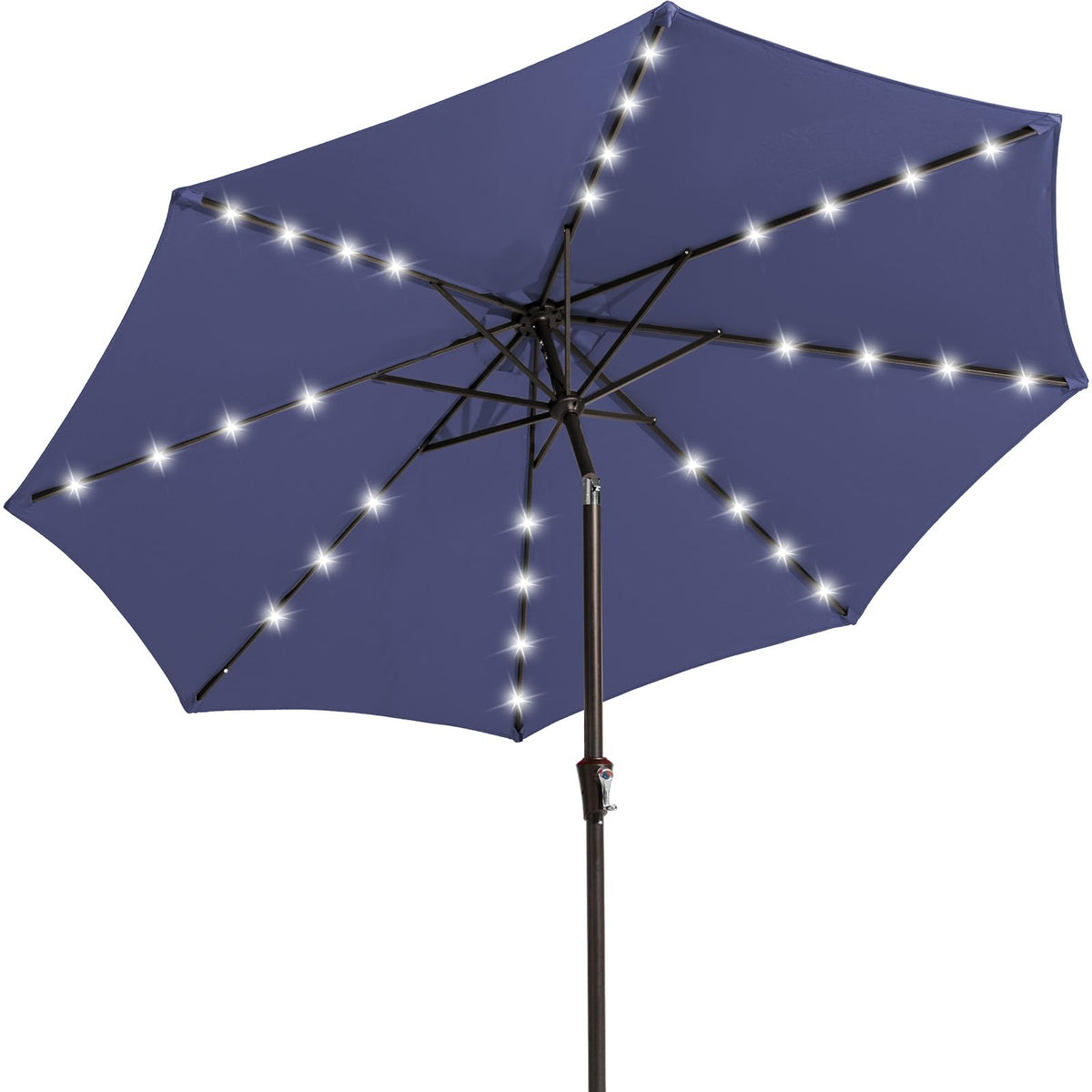 9' Patio Umbrella with Solar Lights (9 ft / Dark Blue)
