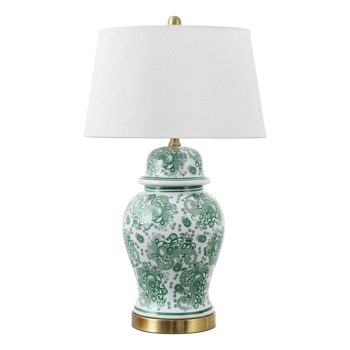Ellis Chinoiserie Ginger Jar Table Lamp 29.5" (Green/White)