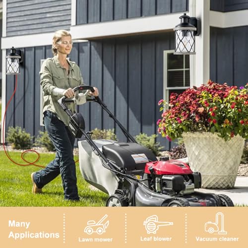 Dusk to Dawn Motion Sensor Outdoor Porch Light with GFCI Outlet (White / 2 Pack)
