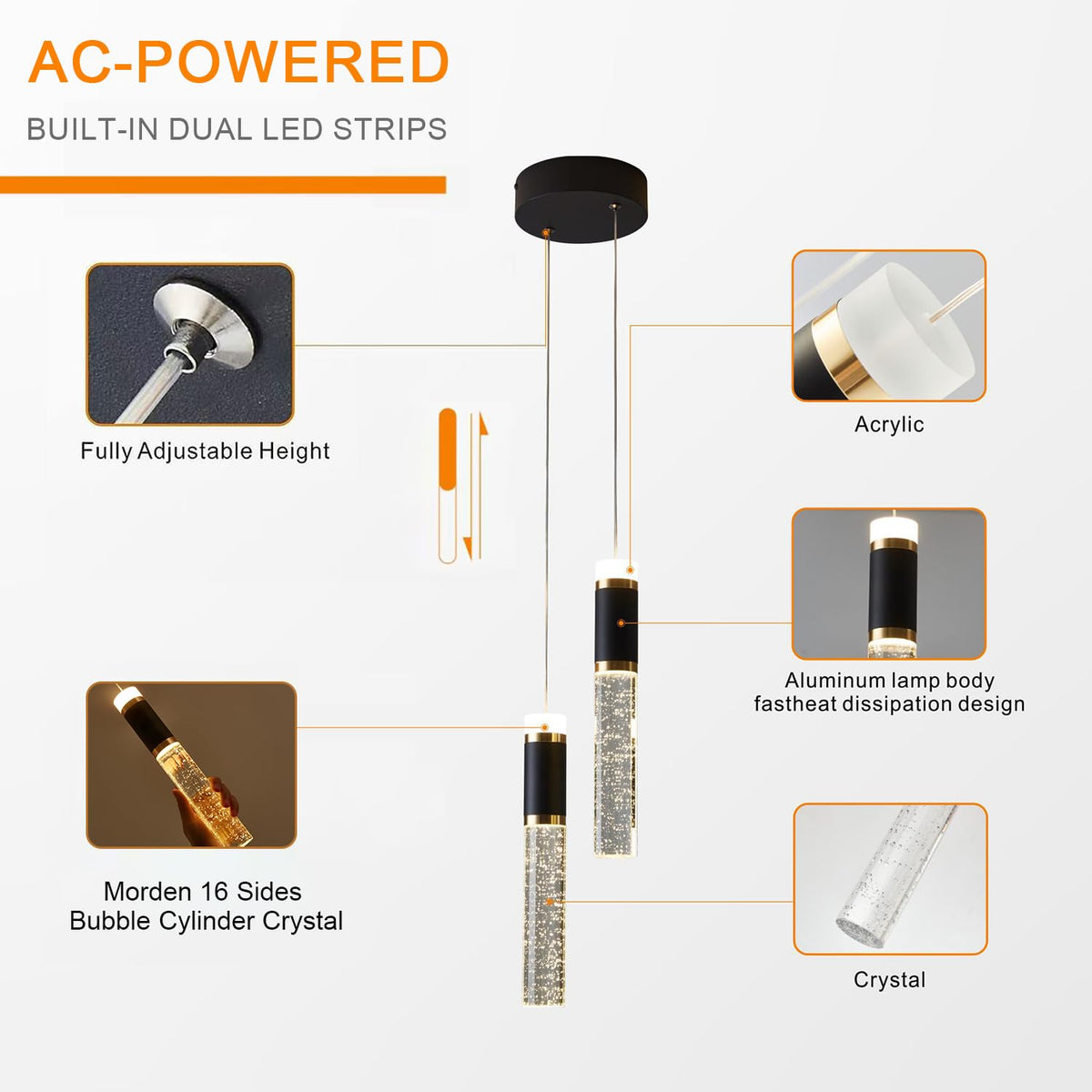 Led Pendant Light (Black / 2-Light)