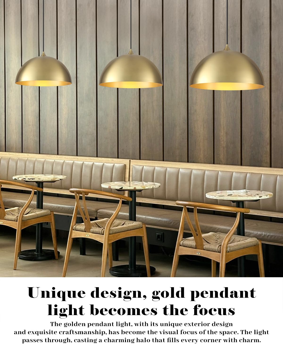 Gold Pendant Lights Kitchen Island (Gold+Gold / 16"x2)