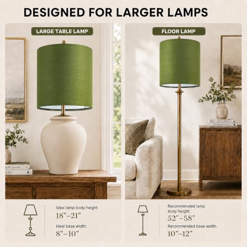 Large Sage Green Lamp Shades Set of 2 (Sage Green / 14"×15")