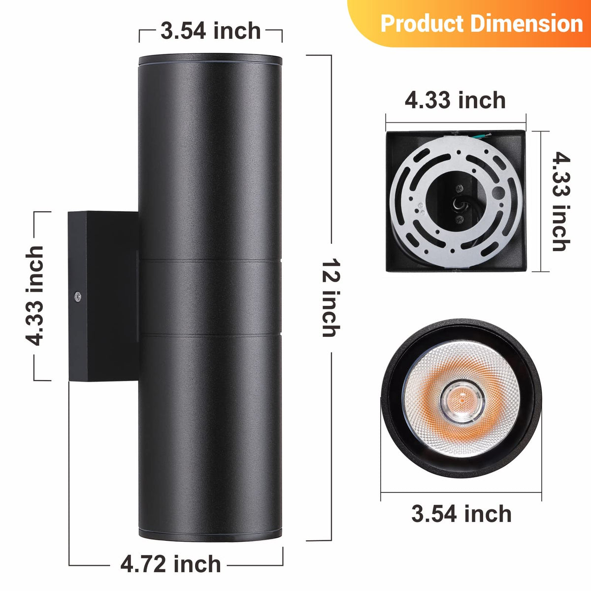 Outdoor Wall Lights 2 Packs (Black)