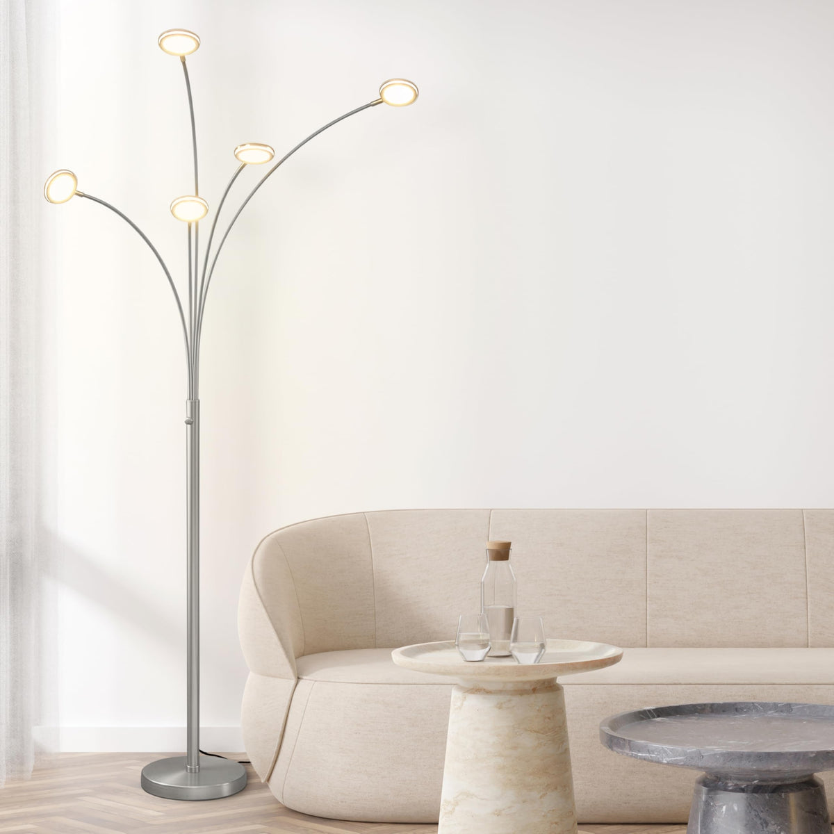 Orion Arc Floor Lamp for Living Room (Satin Nickel)