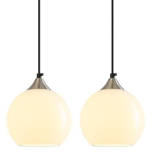White Pendant Lights Kitchen Island 2 Pack (Milky White / S - 5.9 in)