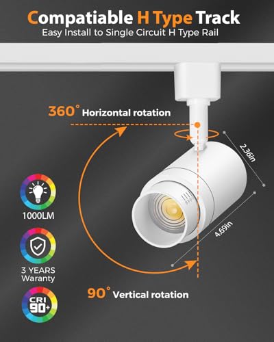5 Color Zoomable H Track Lighting Heads Dimmable 12W 12 Pack White (White / 12 Pack)