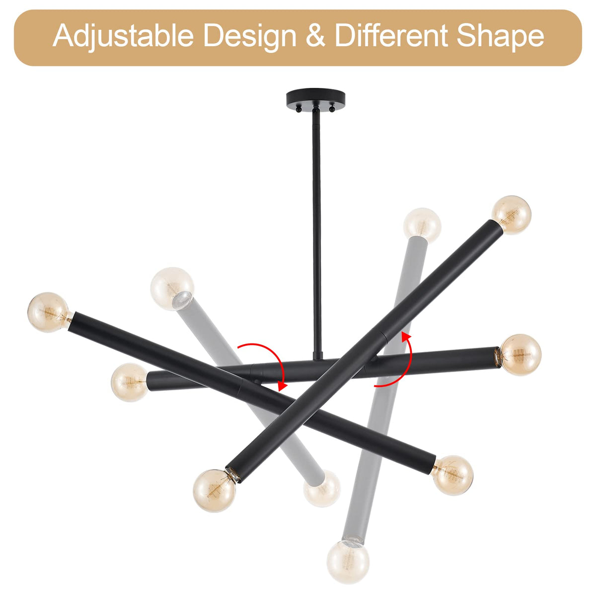 Black Sputnik Chandelier for Dining Room (Black)