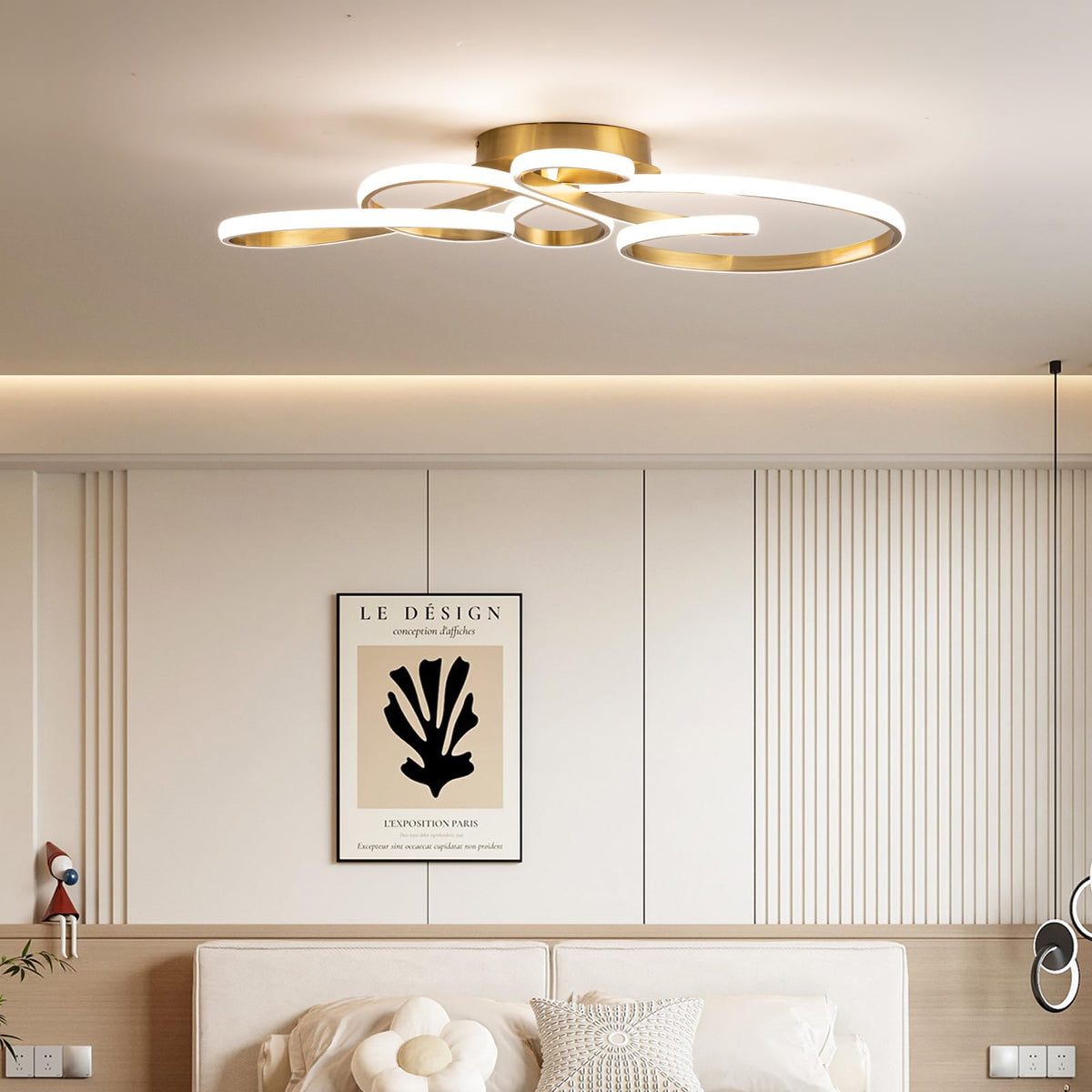 56W Modern LED Ceiling Light (Gold,31.89Inch)