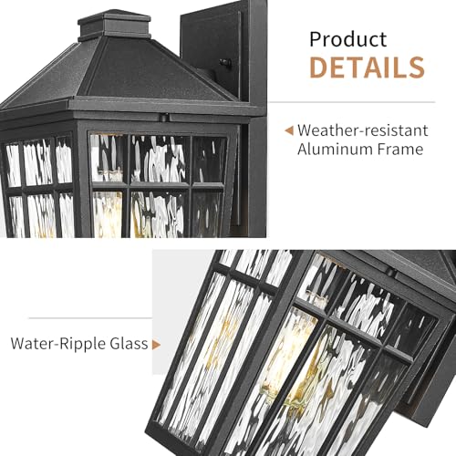 2pcs Outdoor Wall Lights (Black / 14inch-2pack)