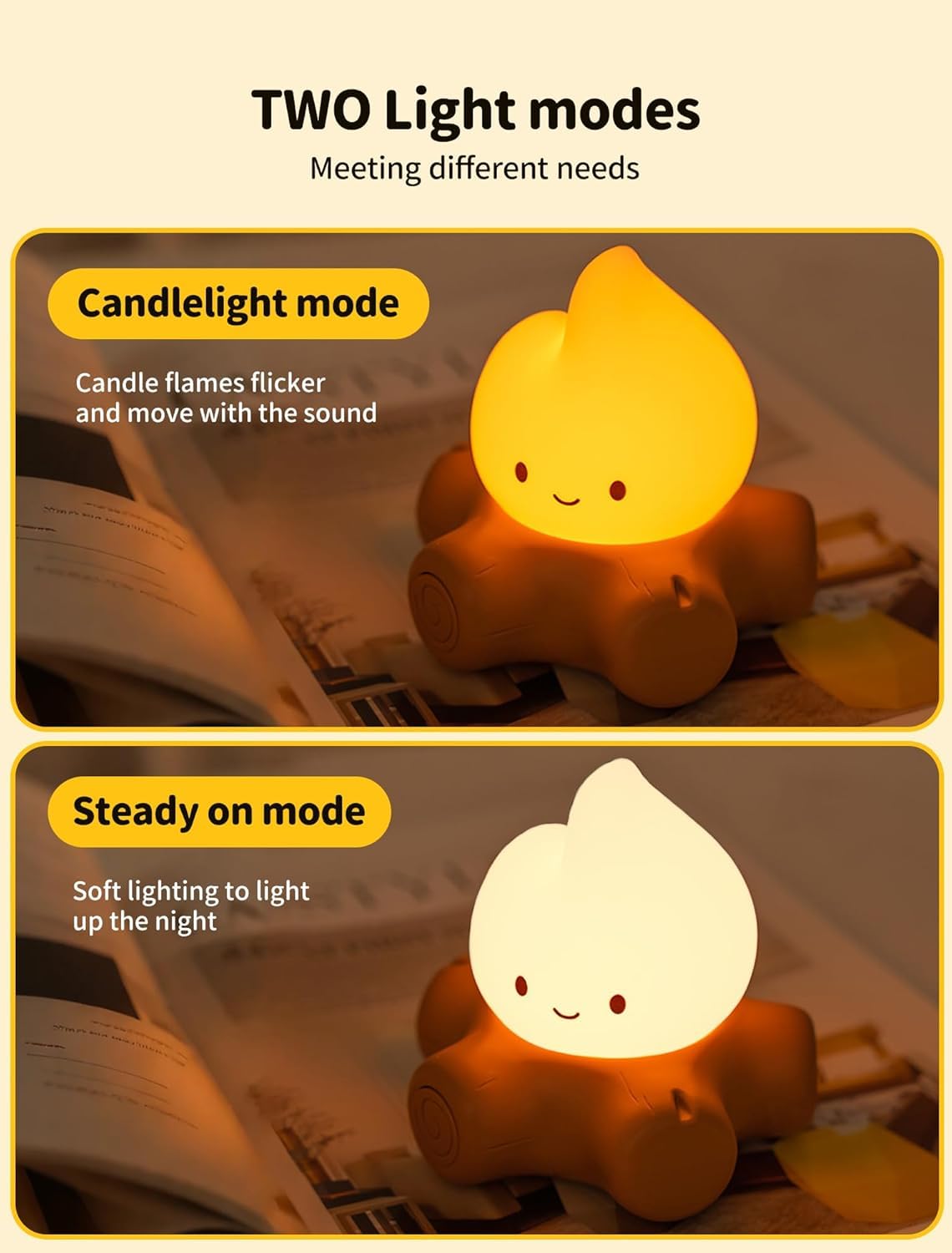 3Pcs Campfire Night Light (Campfire(3 Pack)-White Noise)