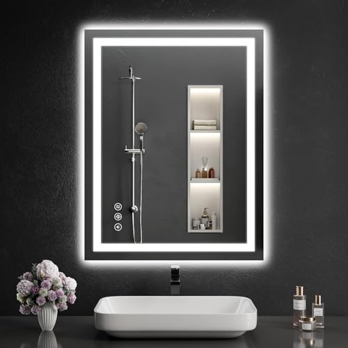 LED Bathroom Mirrors 28"x32" Bathroom Mirror with Lights for Wall (32"L x 28"W)
