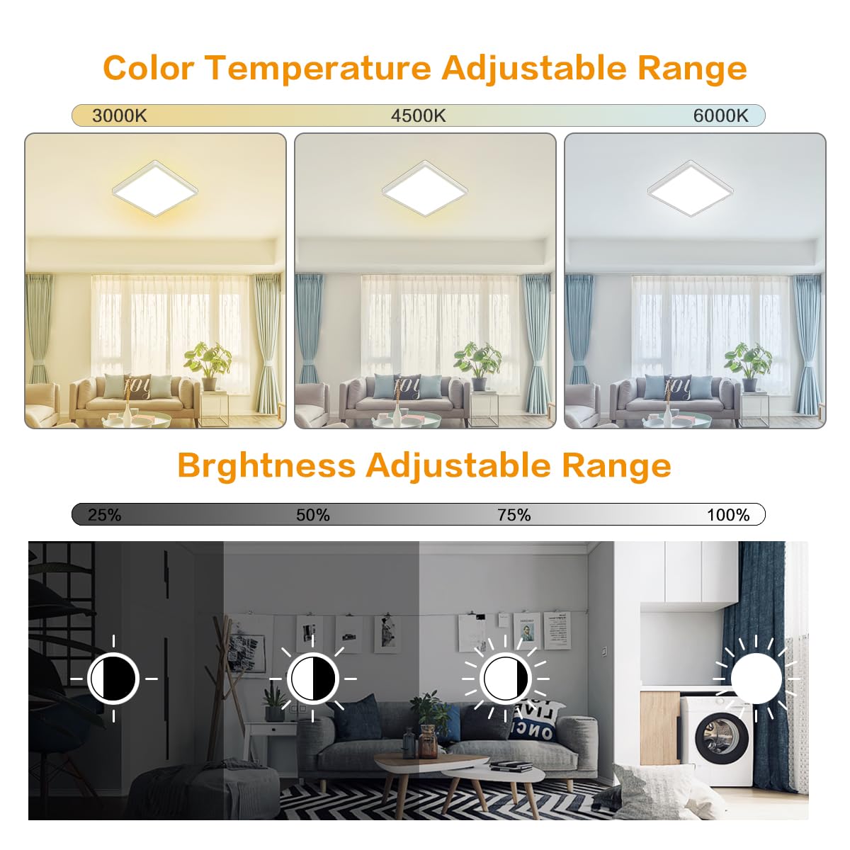 12 inch Dimmable LED Flush Mount Ceiling Light with Remote (1 Pack (Dimmable))