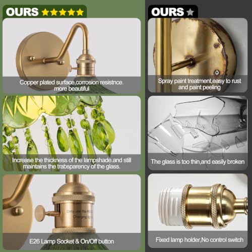 Vintage Battery Operated Wireless Wall Sconces (Green / 9.05in)