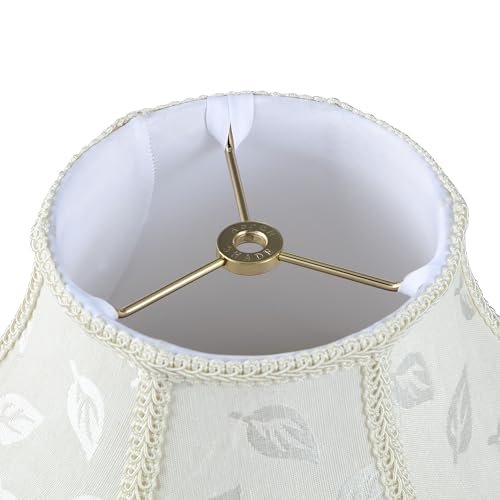 30626 Tranditional Scallop Dome Shape Spider Construction Lamp Shade in Butter Cream Jacquard Fabric (Butter Cream & 17" Wide)