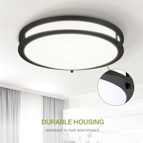LED 16" Round Flush Mount Lighting (Black)