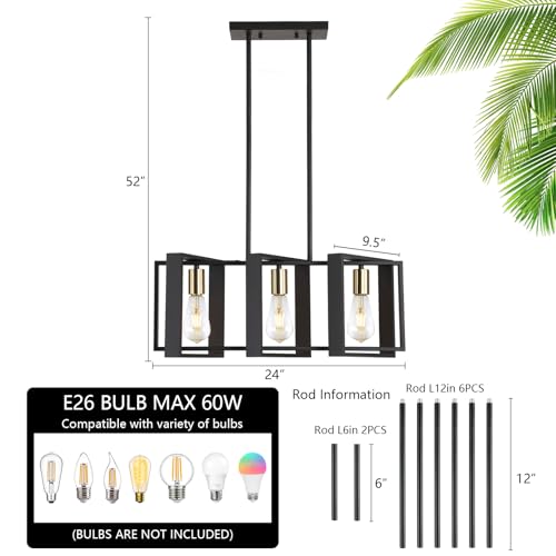 23.6" Island Lighting (Black / 3 Lights)