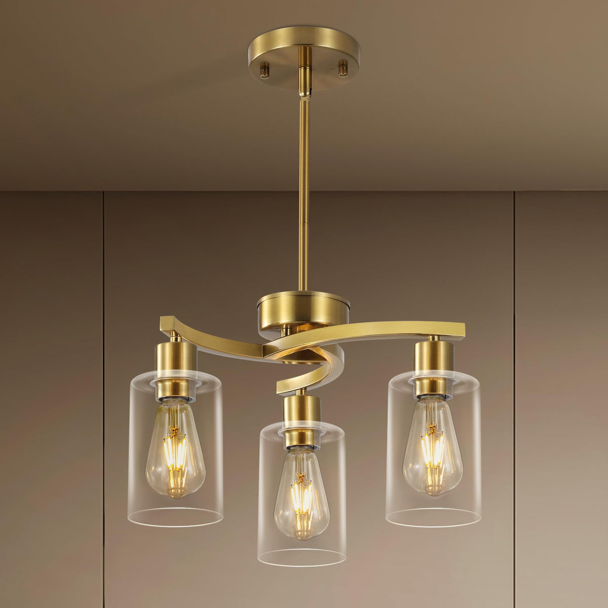 3 Light Brushed Gold Chandelier for Dining Room (Brushed Gold / 3-Light)