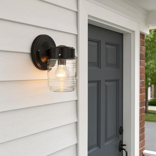 Jelly Jar Outdoor Wall Light (Oil-Rubbed Bronze / Farmhouse)