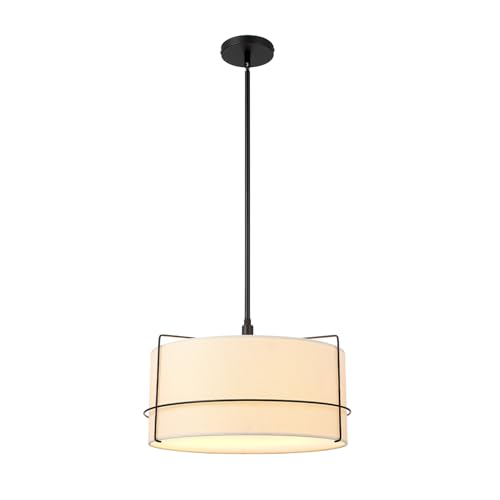 2 Light Pendant Light (Matte Black, Off-White)