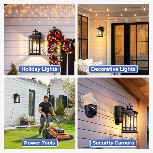 Oil Rubbed Bronze Outdoor Motion Sensor Light with GFCI Outlet (ORB(Gold Trim) / Motion Sensor 2-Pack)