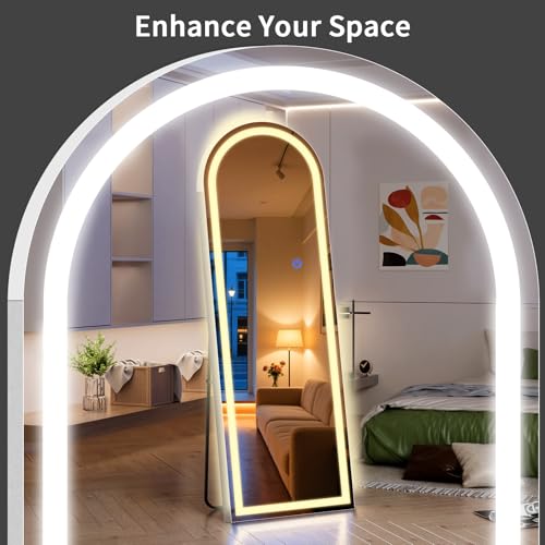 Arch Full Length Standing Mirror with LED Lights (Arched / 68"L x 26"W)