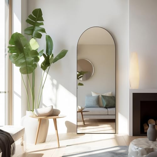 Arched Full Length Floor Mirror (Black-arched / 64"L x 21"W)
