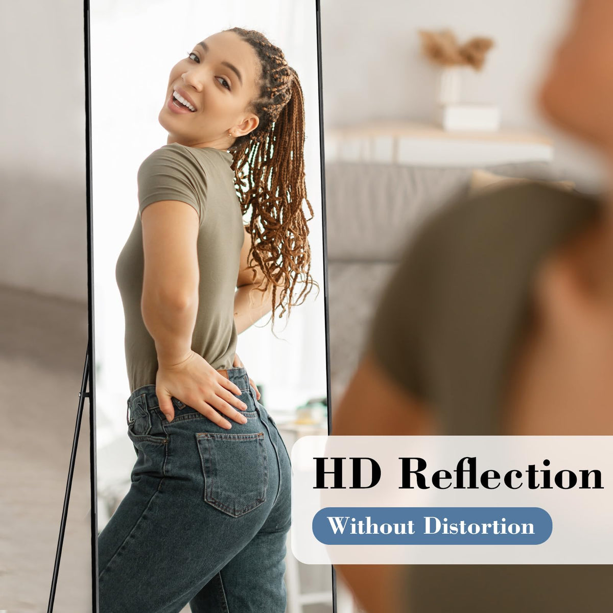 15"x56" Full Length Floor Mirror (Black-rect / 56"L x 15"W)