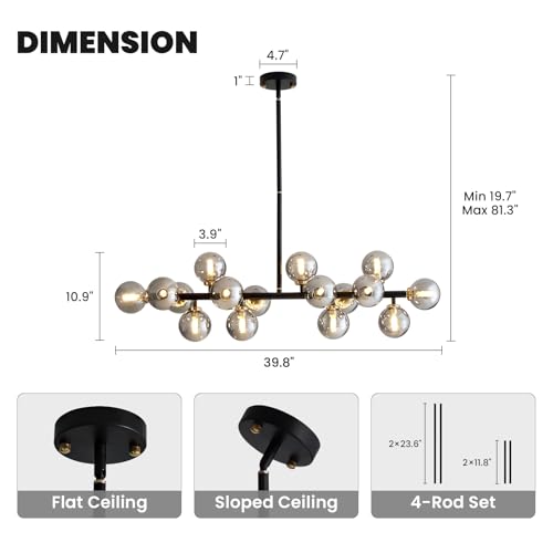 Post Modern Chandelier Rectangle Pendant Ceiling Light Fixture Linear Hanging Pendant Light for Kitchen Island Dining Room Over Table