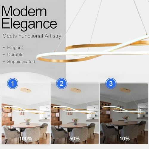 Gold 47.24in Linear Dimmable LED Pendant Chandelier 3000K (Gold / 47.24in)