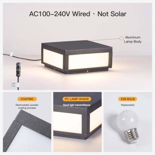Outdoor Post Lights Dark Gray Square Column Lighting