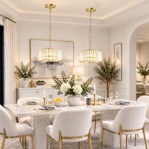 Gold Crystal Chain Chandelier for Dining Room (Gold / 3 Light)
