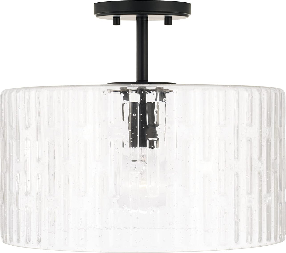 Capital Lighting 241311MB Emerson Embossed Seeded Glass Convertible Pendant (Matte Black)