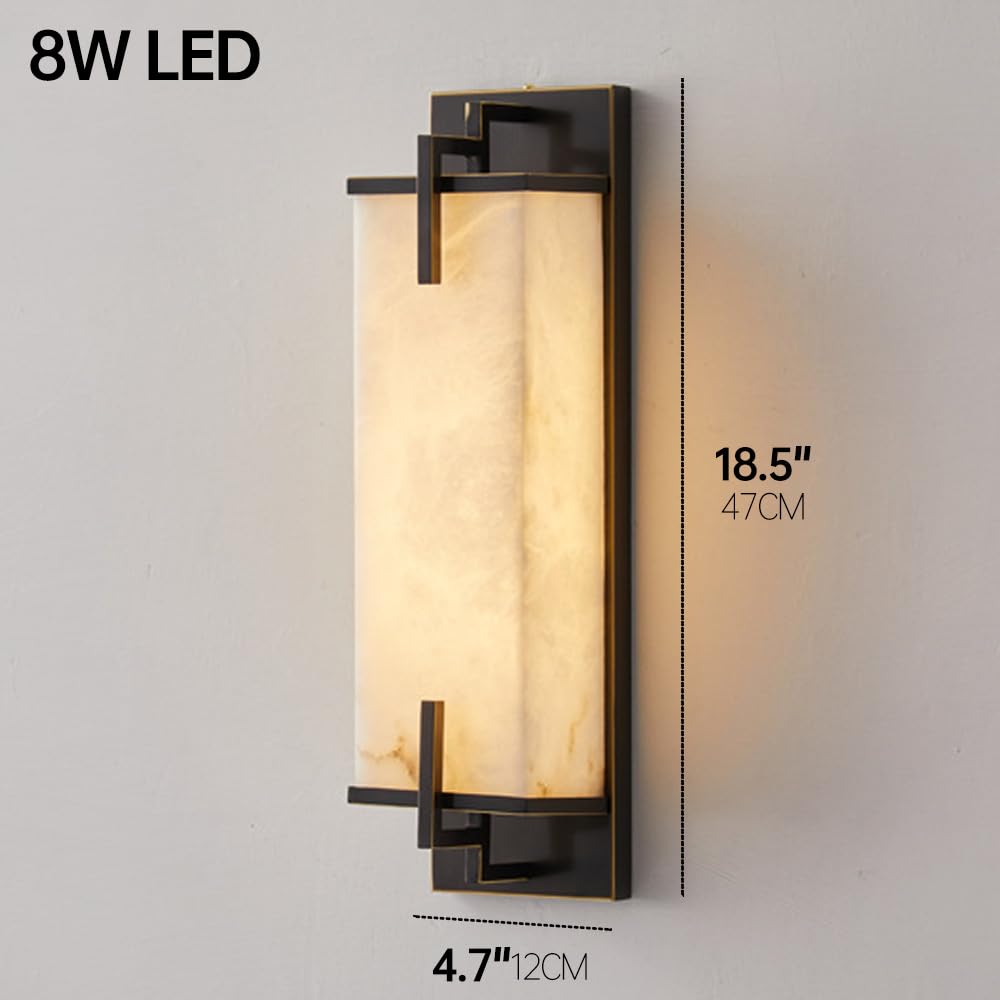 Modern Marble Wall Sconce Natural Alabaster Sconce (Black / 47CM)